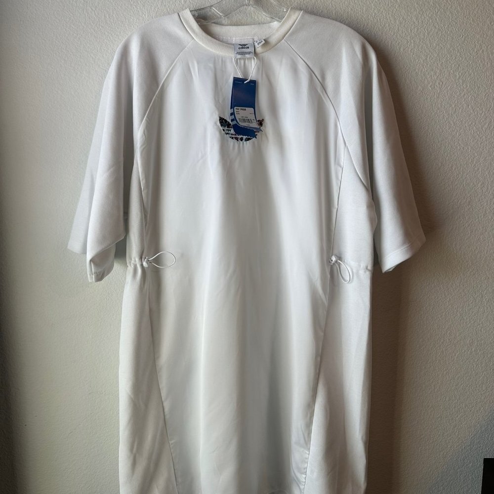 Adidas Woman White T-Shirt Dress, Size S